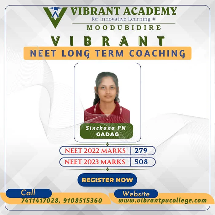 Vibrant Academy NEET achiever Sinchana P N
