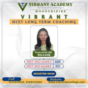 Vibrant Academy NEET achiever Tejaswini KB