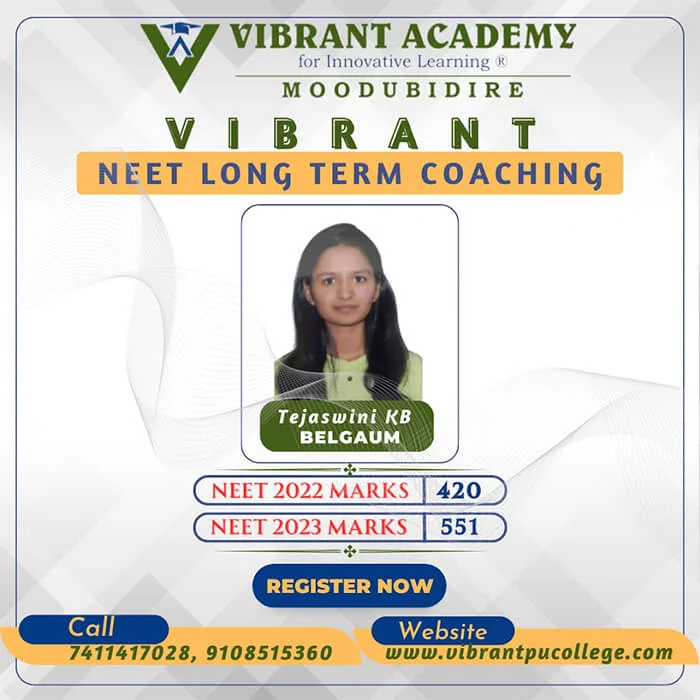Vibrant Academy NEET achiever Tejaswini KB