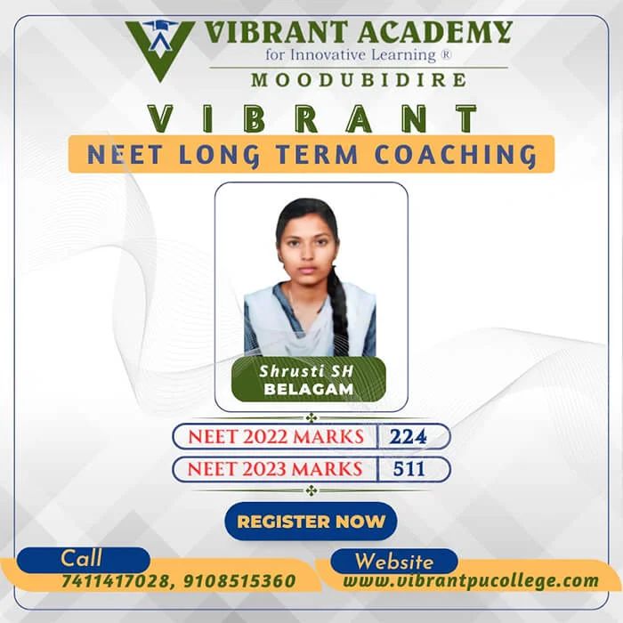 Vibrant Academy NEET achiever Shruti SH