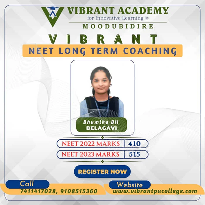 Vibrant Academy NEET achiever Bhumika B H