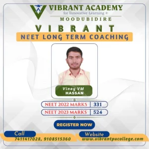 Vibrant Academy NEET achiever Vinay V M