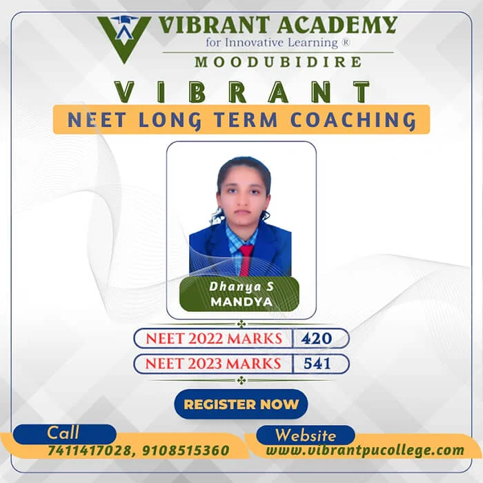 Vibrant Academy NEET achiever Dhanya Mandya