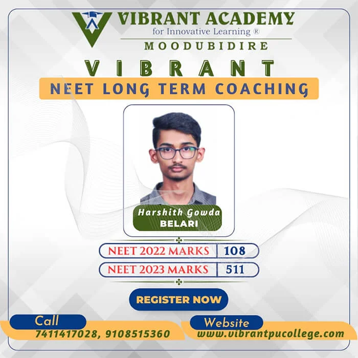 Vibrant Academy NEET achiever Harshith Gowda